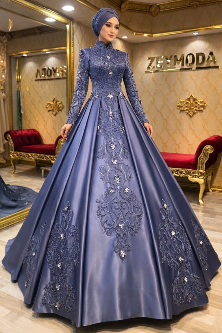 Nesrin-indigo-mavi-saten-tesettur-a-kesim-nisan-abiye-elbise