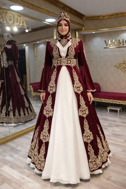 Gulsah-bordo-gold-helen-kaftan-kina-abiye-elbise