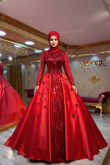 Mahide-kirmizi-saten-a-kesim-nisan-kina-abiye-elbise