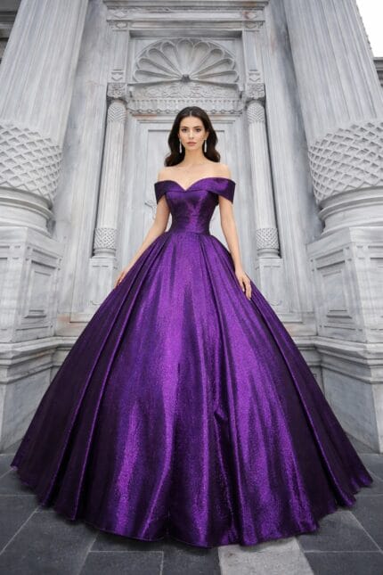 Seda-Mor-Prenses-Saten-Madonna-Yaka-Nisan-kina-abiye-elbise