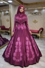 Gülay mürdüm dantel işlemeli a kesim tesettür nişan kına abiye elbise - VznModa Gulay-murdum-dantel-islemeli-a-kesim-tesettur-nisan-kina-abiye-elbise