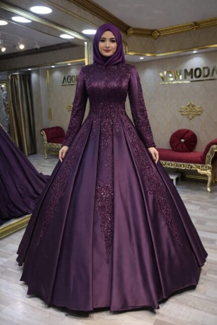 Hande-murdum-saten-tesettur-nisan-kina-abiye-elbise-a-kesim