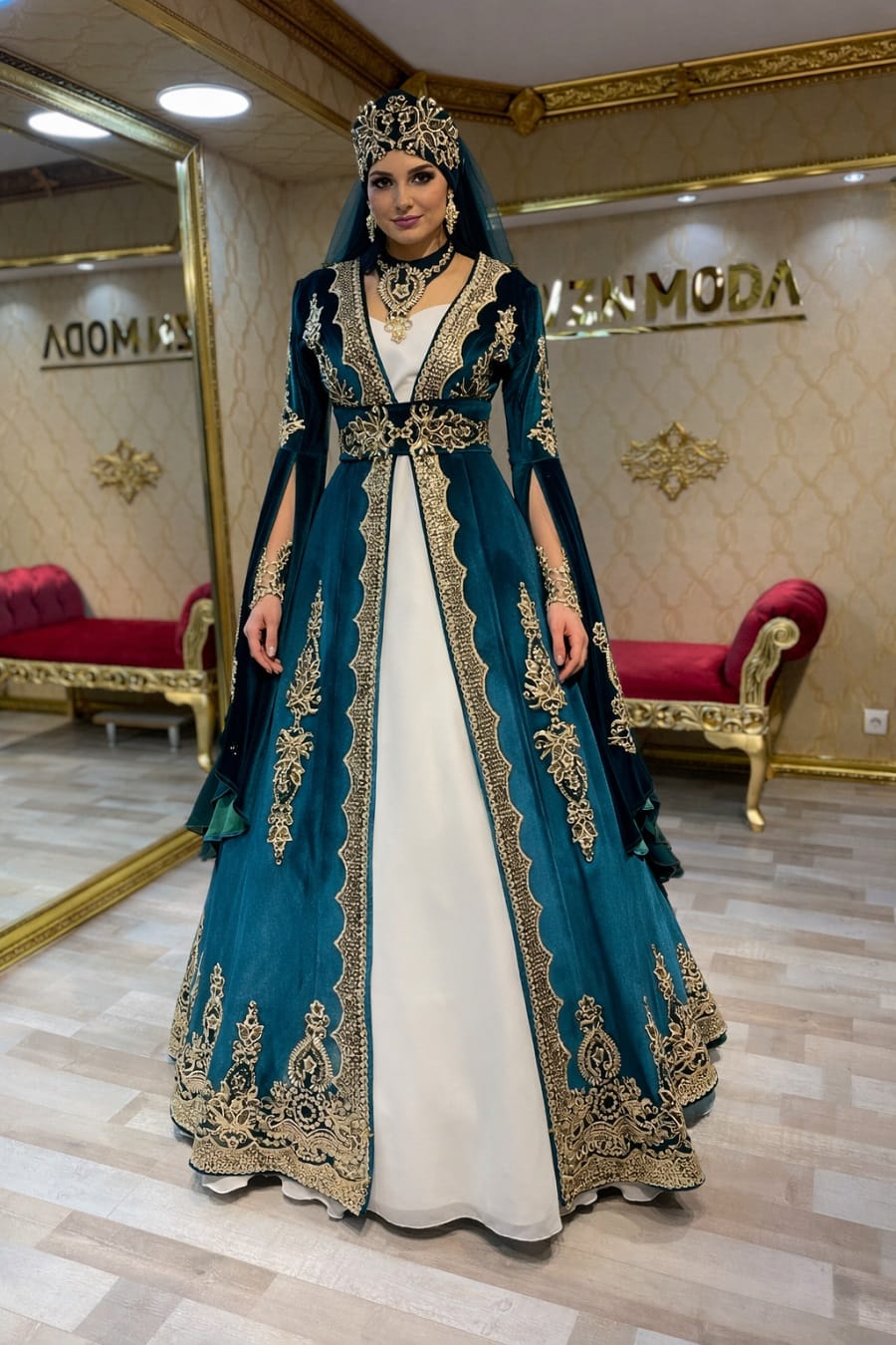 Beril yeşil gold helen kaftan kına abiye elbise - VznModa Beril-yesil-gold-helen-kaftan-kina-abiye-elbise