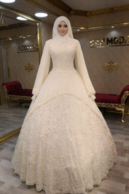 Akay-Tesettur-Gelinlik-A-kesim-dantelli-sifon