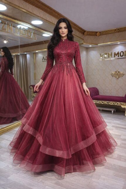 Deniz-bordo-tesettur-nisan-kina-abiye-elbise-buyuk-bedenn