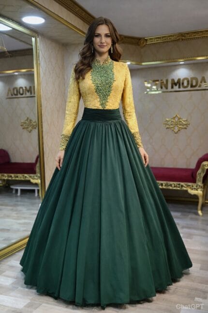 Gizem-nisan-kina-abiye-elbise-yesil-gold-helen-sifon-islemeli