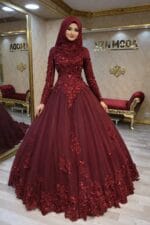 Guldeniz-bordo-tesettur-a-kesim-nisan-kina-abiye-elbise
