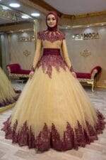 Lamia-bordo-gold-tesettur-nisan-kina-abiye-elbise