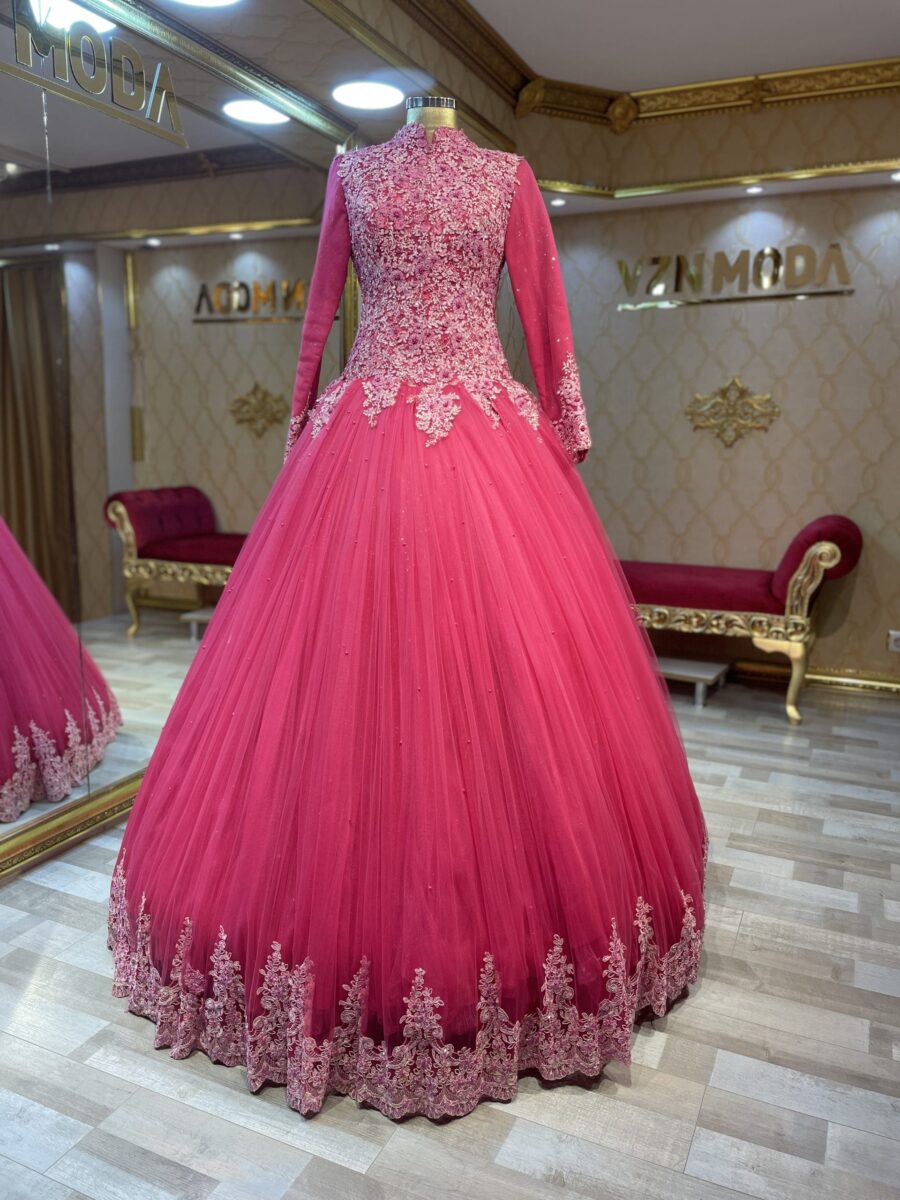 yale tesettür fuşya helen nişan kına abiye elbise - VznModa yale-fuşya-helen-tesettür-nişan-kına-abiye-elbise