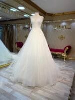Zehra Model İncili V Yaka Helen Hayaltül Gelinlik - VznModa gelinlik