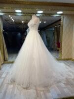 Zehraa Model İncili V Yaka Helen Hayaltül Gelinlik - VznModa gelinlik