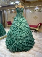 ceylin nişanlık kınalık abiye - VznModa Ceylin-zumrut-yesili-kabarik-nisan-kina-abiye-elbise