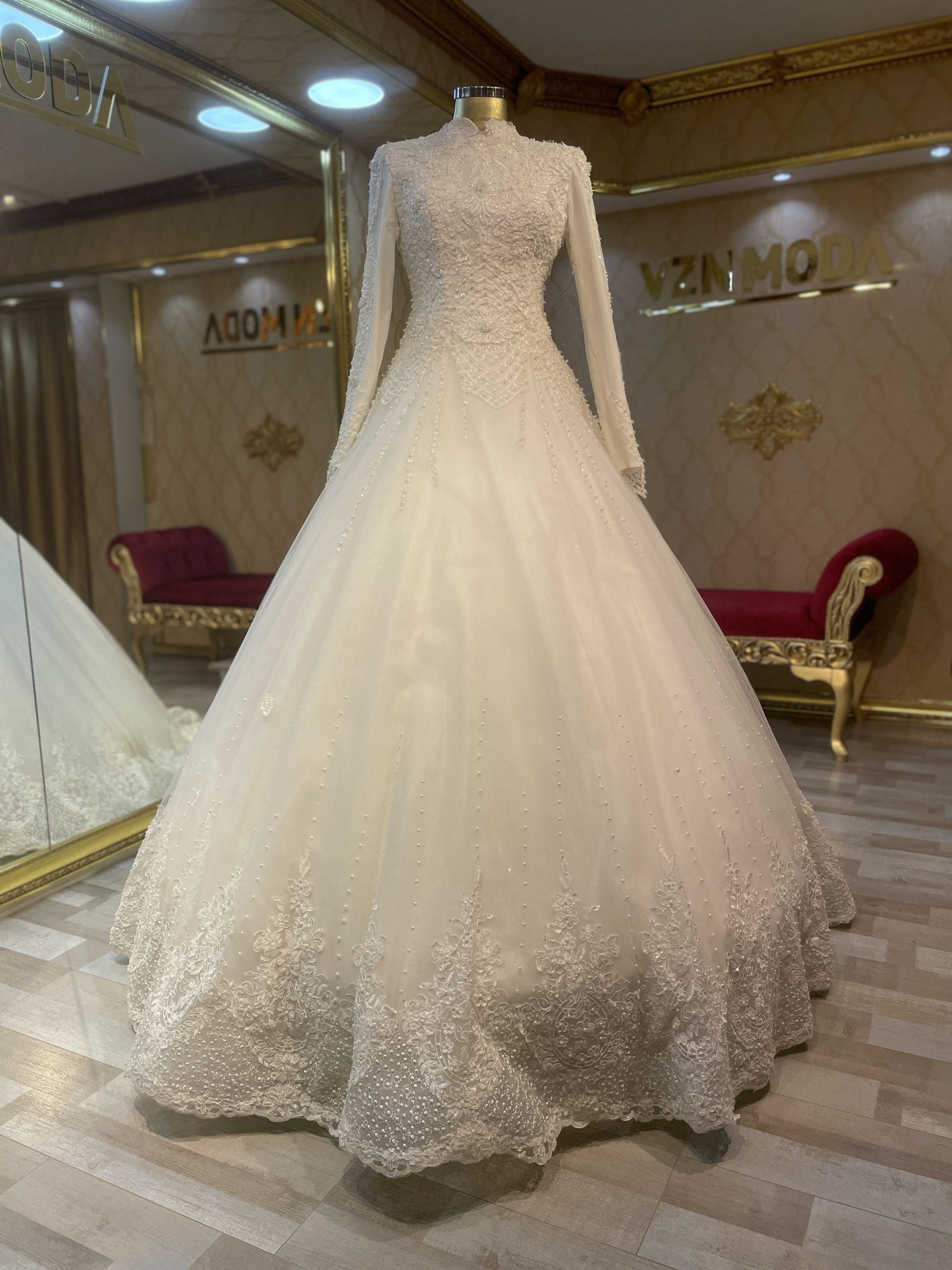 şebnem tesettür gelinlik a kesim - VznModa şebnem-tesettür-gelinlik-a-kesim-dantel
