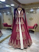 bordo-kınalık-kaftan-büyük beden-helen-gold-dantel