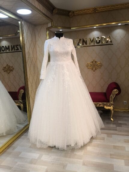 yelda-helen-gelinlik-tesettür-simli-dantel