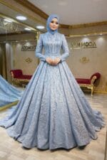 Ecem-bebe-mavi-tesettur-saten-nisan-abiye-elbise-a-kesim-pileli-kuyruklu