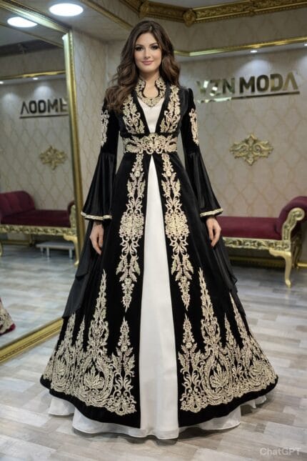 Filiz-siyah-gold-dantel-kaftan-kina-abiye-elbise-helen-bindalli