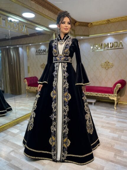 Pinar-siyah-gold-helen-islemeli-kaftan-kina-abiye-elbise