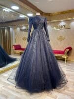 Şahbanu lacivert tesettür helen nişan kına abiye elbisee - VznModa Sahbanu-lacivert-tesettur-helen-nisan-kina-abiye-elbise