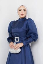 sidre-lacivert-tesettür-taşlı-abiye-elbise