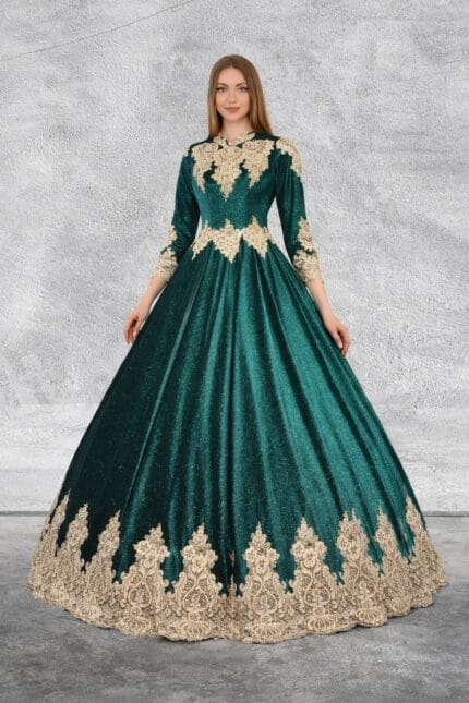 Sultan-yesil-gold-simli-helen-a-kesim-kaftan-kina-abiye-elbise