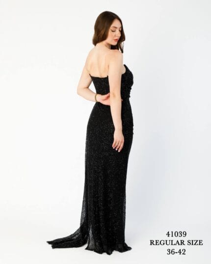 sabah-siyah-boncuklu-balık-abiye-elbise