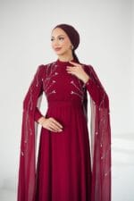 Canana tesettur-yusra-sifon-abiye-bordolp6254-c-8fcc - VznModa canan-bordo-taşlı-tesettür-abiye-elbise