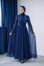 Canan-lacivert-tasli-tesettur-pelerinli-abiye-elbise