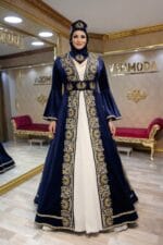 Sahmaran-Kaftan-Kinalik-Lacivert-Gold-Isleme-Helen