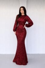 Mira bordo tesettür payetli balık abiye elbise - VznModa Mira-bordo-tesettur-payetli-balik-abiye-elbise