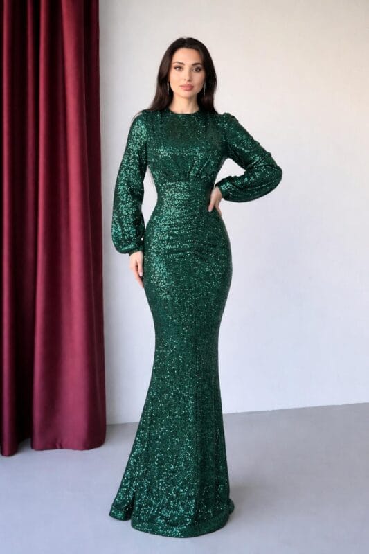 Mira-zumrut-yesili-balik-payetli-abiye-elbise