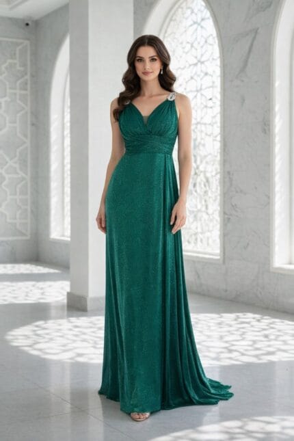 idil-yesil-buyuk-beden-omuzlari-tasli-abiye-elbise