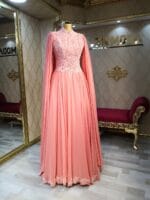 Zülal narçiçeği tesettür şifon abiye elbise - VznModa Zulal-narcicegi-tesettur-sifon-abiye-elbise