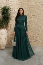 Bestegül yeşil tesettür dantelli abiye elbise 36-38-40-42 - VznModa Bestegul-yesil-tesettur-dantelli-abiye-elbise-36-38-40-42