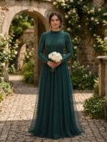 Bestegül yeşil tesettür dantelli abiye elbisee 36-38-40-42 - VznModa Bestegul-yesil-tesettur-dantelli-abiye-elbise-36-38-40-42