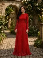 Eda Kırmızı pullu payet balık Abiye elbisee 36-38-40-42 - VznModa Eda-Kirmizi-pullu-payet-balik-Abiye-elbise-36-38-40-42