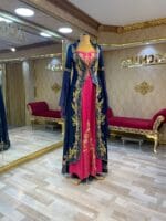 Elena Lacivert Fuşya saten nakışlı bindallı kınalık abiye elbise - VznModa Elena-Lacivert-Fusya-saten-nakisli-bindalli-kinalik-abiye-elbise