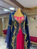 Elena Lacivert Fuşya saten nakışlı bindallı kınalık abiye elbisee - VznModa Elena-Lacivert-Fusya-saten-nakisli-bindalli-kinalik-abiye-elbise