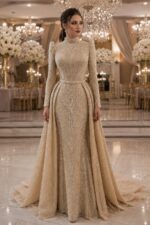 Afife Tesettür Bej Balık Dantel Nişanlık Abiye elbiseee - VznModa Afife-Tesettur-Bej-Balik-Dantel-Nisanlik-Abiye-elbise