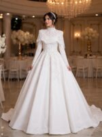 Begonya Kırık Beyaz Tesettür Dantel Helen Gelinlik - VznModa Begonya-Kirik-Beyaz-Tesettur-Dantel-Helen-Gelinlik