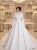 Begonya Kırık Beyaz Tesettür Dantel Helenn Gelinlik - VznModa Begonya-Kirik-Beyaz-Tesettur-Dantel-Helen-Gelinlik