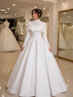 Begonya Kırık Beyaz Tesettür Dantel Helennn Gelinlik - VznModa Begonya-Kirik-Beyaz-Tesettur-Dantel-Helen-Gelinlik