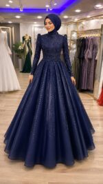 Kapadokya Lacivert Tesettür Helen Nişanlık Abiye Elbisee - VznModa Kapadokya-Lacivert-Tesettur-Helen-Nisanlik-Abiye-Elbise