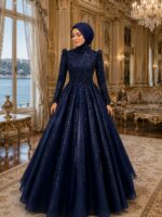 Kapadokya Lacivert Tesettür Helen Nişanlık Abiye Elbiseee - VznModa Kapadokya-Lacivert-Tesettur-Helen-Nisanlik-Abiye-Elbise