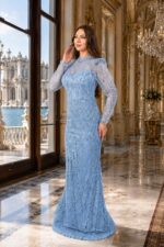 Birsu Bebe Mavi Dantel Balık Uzunn kol Abiye Elbise - VznModa Birsu-Bebe-Mavi-Dantel-Balik-Uzun-kol-Abiye-Elbise