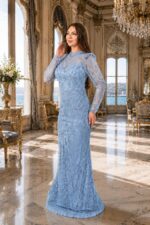 Birsu Bebe Mavi Dantel Balıkk Uzun kol Abiye Elbise - VznModa Birsu-Bebe-Mavi-Dantel-Balik-Uzun-kol-Abiye-Elbise